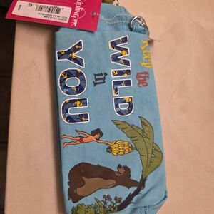 Kipling Blue Jungle Themed Pouch